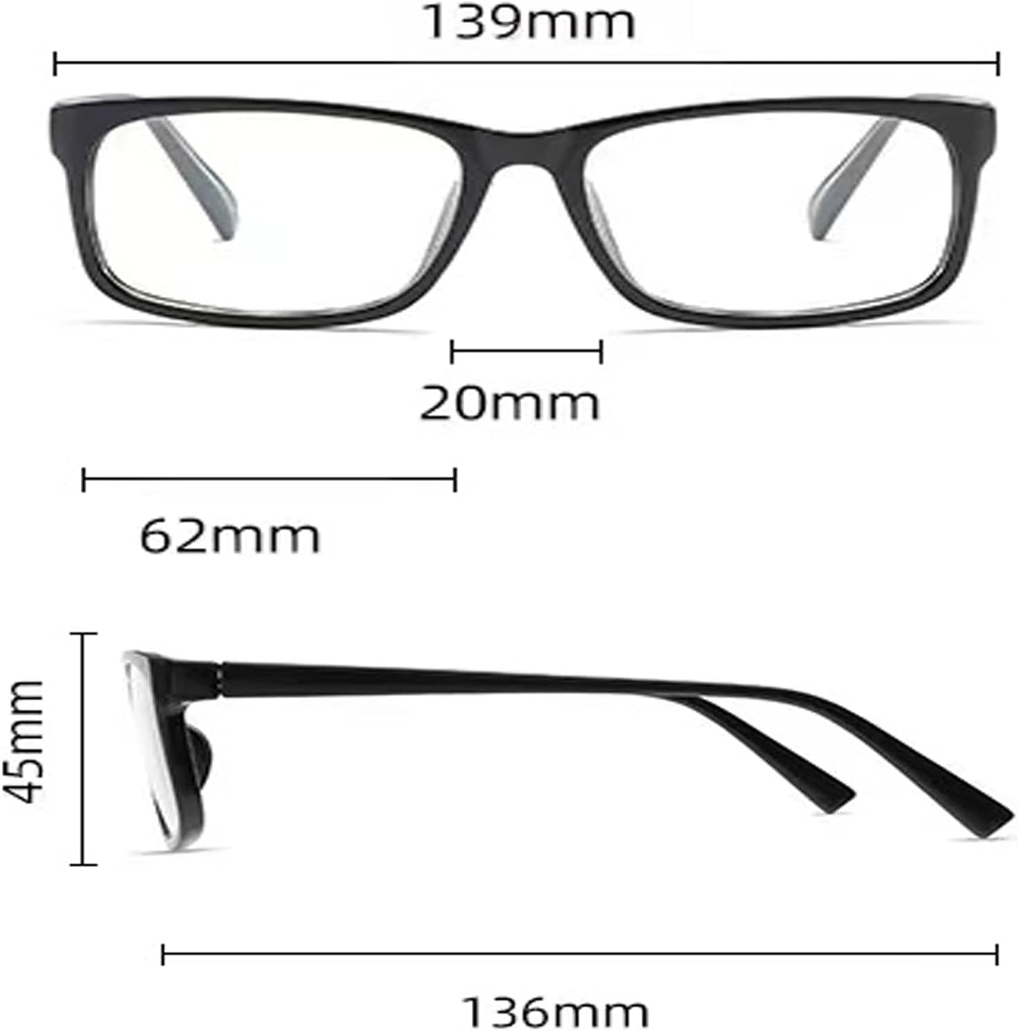 HUIHUIKK Nearsighted Oversize Myopia Glasses Everyday Use Mens Womens Black Distance Glasses (NOT READING GLASSES) - Image 4