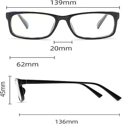Miniatura 5 de HUIHUIKK Gafas de miopía de gran tamaño para uso diario para hombre y mujer, lentes negros para distancia (no son lentes de lectura)