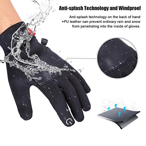 SkyGenius Winter Gloves, Cycling Gloves Riding Gloves Bike Gloves Motorcycles Gloves, Winter Gloves for Men Women, Windproof Waterproof Slip-Proof Gloves Keep Warm in Winter for Outdoor, Large