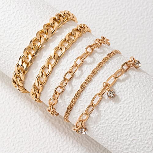 Contemporary Stackable Bracelet Set - Plated & Toned - Set of 5
