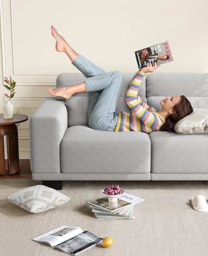 Image of Amada 65 inch Loveseat Sofa, 2 Seater Couch Sofa for Living Room, Modern Sofa with Wide Armrests & Deep Seats, Comfy Couch with Removable Washable Covers & Linen Fabric, Easy Assembly (Grey, 2 Seater)