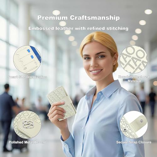 Image of Passport Holder for Travel, RFID Blocking Leather Airtag Wallet for Women Men, Large Passport Cover Essentials Gift, Tickets, Cash, Photo, Sim Card Pen Slot - White