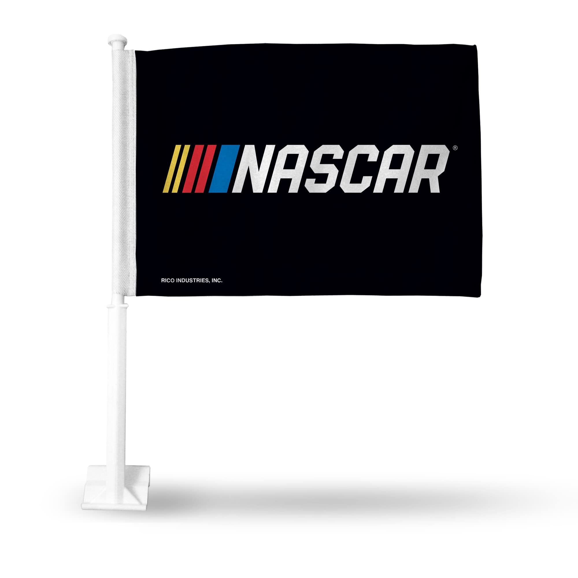 Rico Industries NASCAR Logo NASCAR Double Sided Double Sided Car Flag - 16" x 19" - Strong Pole That Hooks onto Car/Truck/Automobile