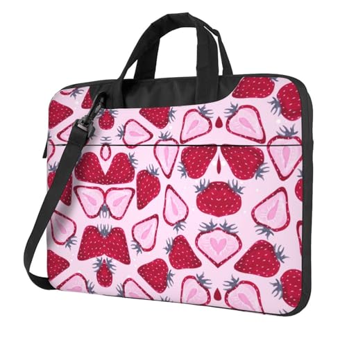 Sac à bandoulière pour ordinateur portable motif fraises avec tissu déperlant