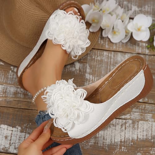 Womens Summer Beach Wedge Sandals Ladies Flowers Orthopedic Open Toe Dressy Slides Platform Comfortable Casual Floral Boho Sandals2