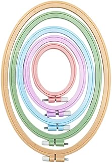 4 Sizes Imitated Wood Multiple Shapes Embroidery Hoop Set Plastic Circle Cross Stitch Hoop Rings for DIY Craft Sewing,Including 16pcs Gold Eye Sewing Needles