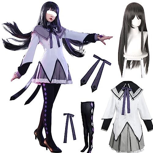 Lmetsky Homura Akemi Cosplay Cosplay Outfit Dress Madoka Magica Homrua Cosplay Costume Dresses Uniform Halloween Party For Women (XXL, Akemi Homura)