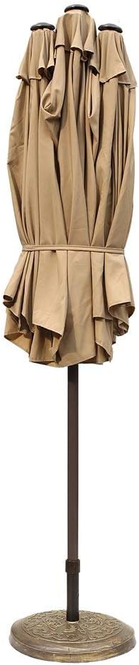 Diaotec Le Papillon 15 ft Market Outdoor Umbrella Double-Sided Patio Umbrella with Crank, Beige