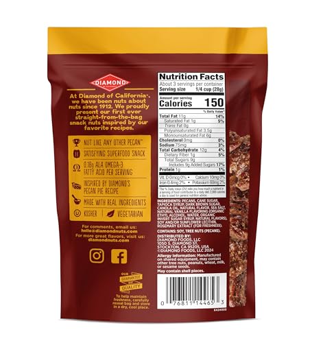 Image of Diamond of California Pecan Pie Pecan Nuts, 3.25 oz. (4 Pack)
