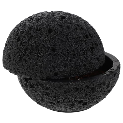 BETOOKY Cuenco Negro para Servir Diseño Creativo de Meteorito Esférico, Hecho de Cemento y Metal, Fácil de Limpiar, Adecuado para Presentación de Postres y Decoración de Mesa