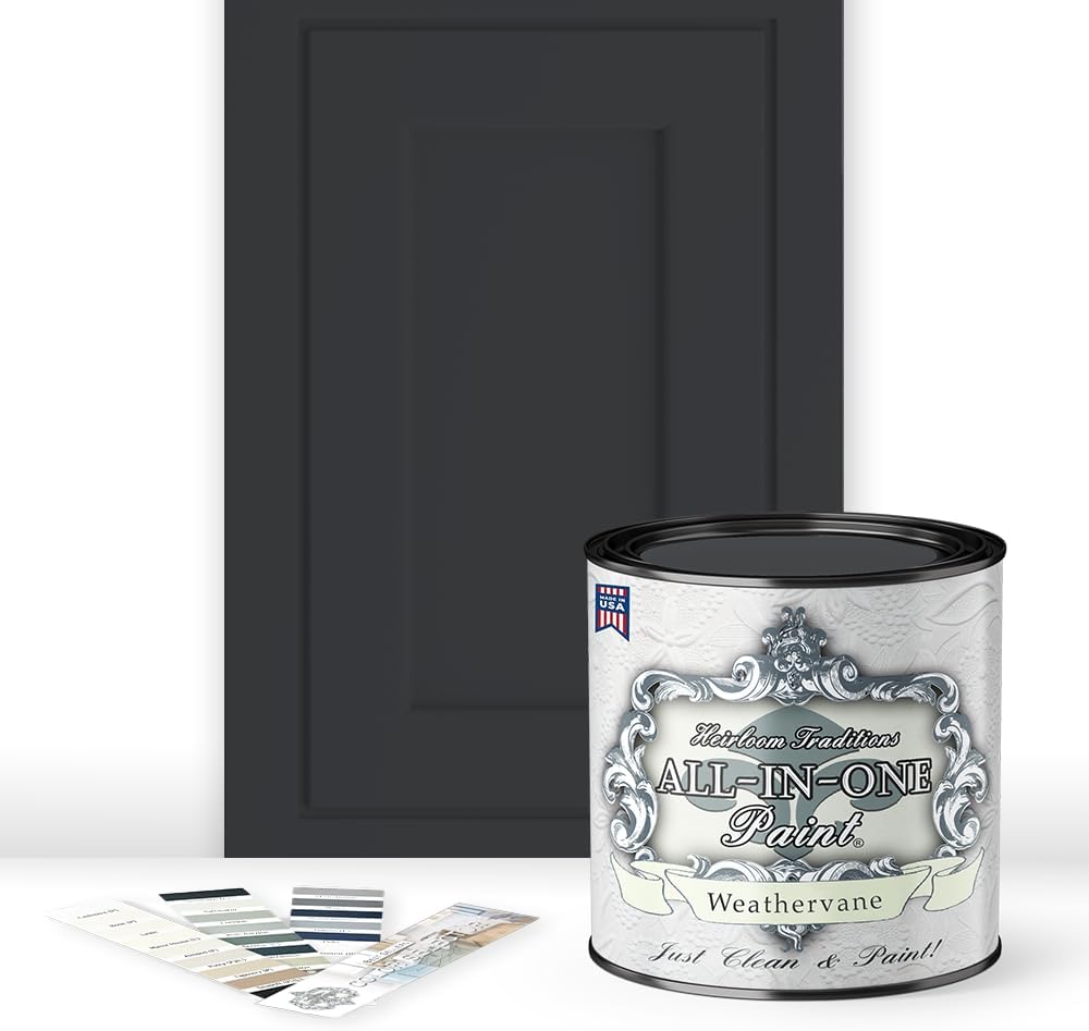 ALL-IN-ONE Paint by Heirloom Traditions, Weathervane (Charcoal), Quart - Durable cabinet and furniture paint. Built in primer and top coat, no sanding needed. Includes our 30 featured color card.