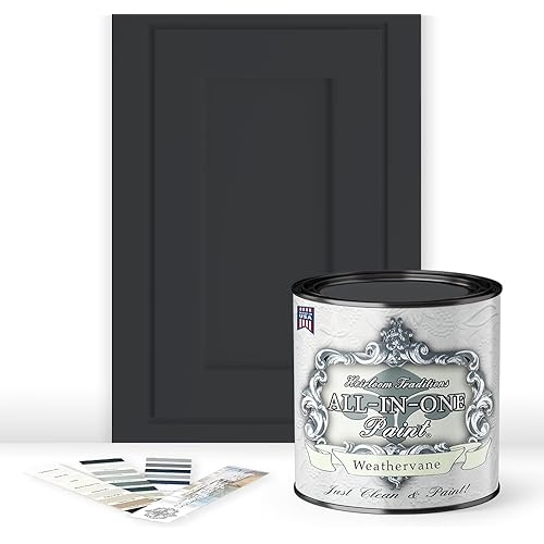 ALL-IN-ONE Paint by Heirloom Traditions, Weathervane (Charcoal), Quart - Durable cabinet and furniture paint. Built in primer and top coat, no sanding needed. Includes our 30 featured color card.