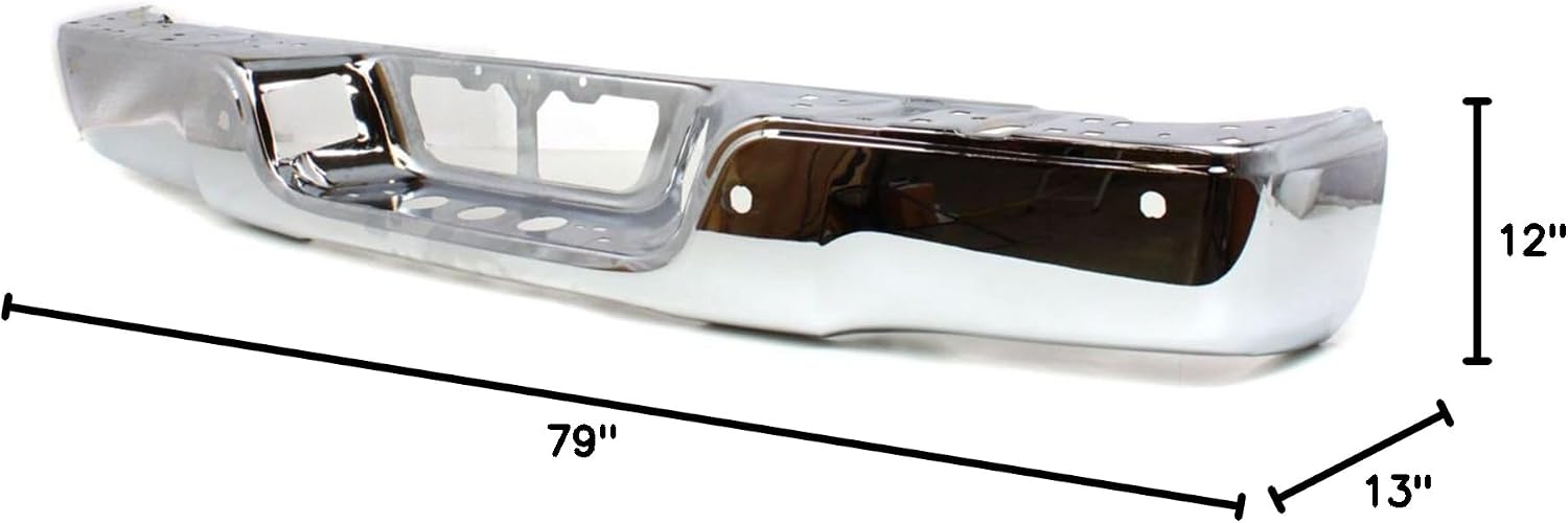 Chrome, Steel Rear Bumper Shell Face Bar for 2007-2013 Toyota Tundra Pickup 07-13, TO1102245