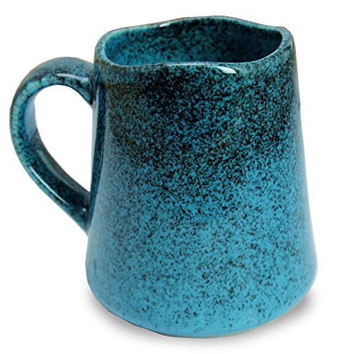 Super Brands roro Ceramic Stoneware Hand-Molded Speckled Turquoise Blue Spotted Coffee and Tea Mug, 16 oz