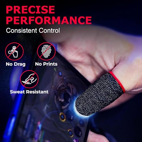 Image of Humble Gaming Thumb & Finger Sleeves - Anti-Slip, Sweat-Proof, High Precision for PUBG, COD, Freefire & Other Mobile Games - Breathable, Washable & Universal Fit - 3 Pairs (6 Pcs)
