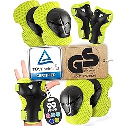 Guantes Hockey Patines Niño 99FLIPS Protecciones Patines en Linea niña - Protecciones Skate niño Rodilleras Skateboard niño - Rodilleras y Coderas monopatin niña - Protectores Patines niña - Flash Talla XS Verde