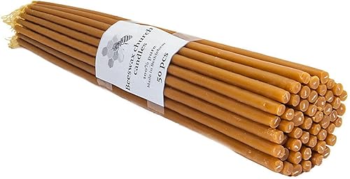 Miniatura 2 de 50 velas cónicas de cera de abeja sagrada consagrada de Israel de 11 pulgadas11.0 in, paquete de oración natural ritual decoración fina miel