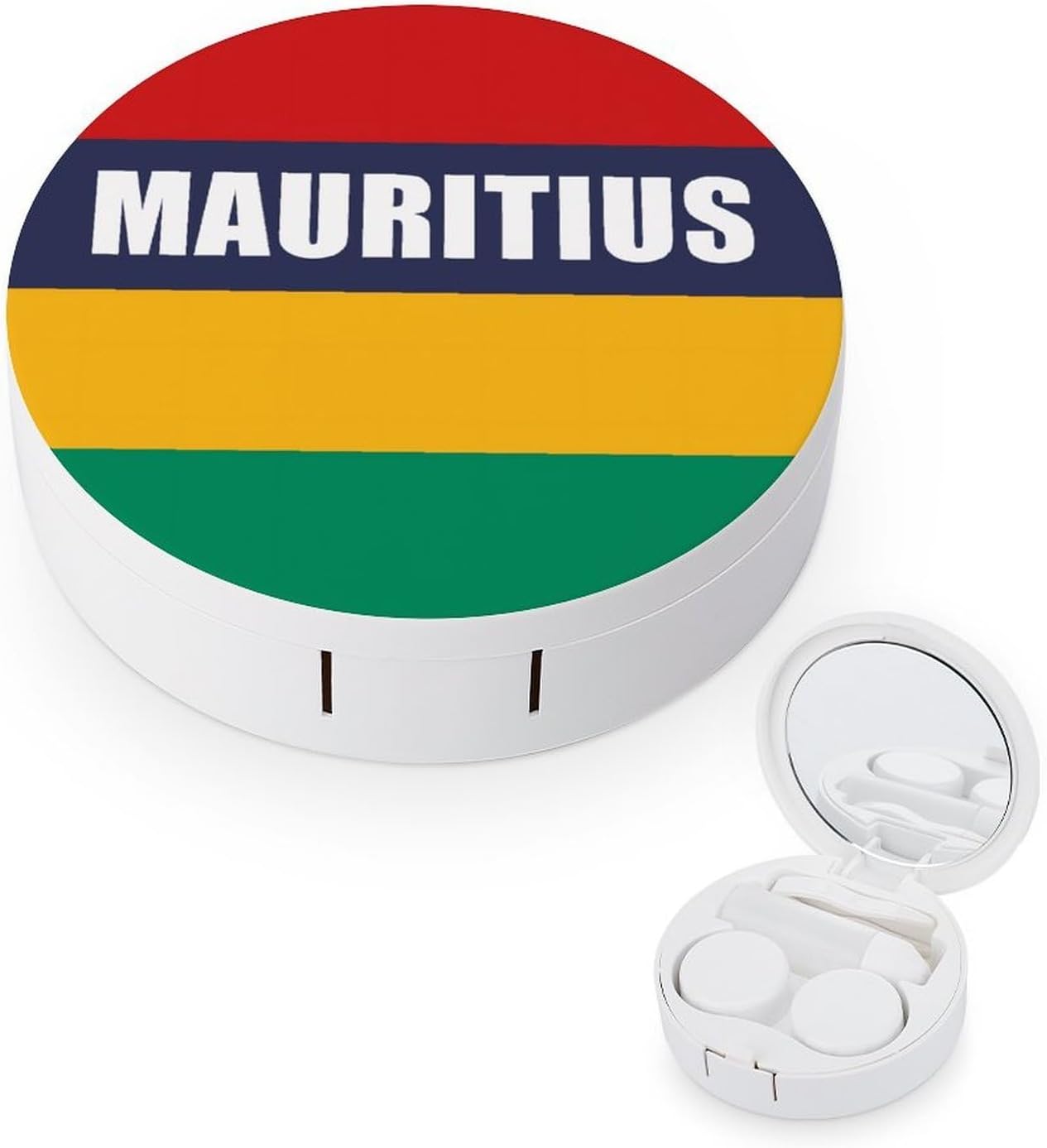 Mauritius Flag Portable Contact Lens Case Storage Box Holder Accessory for Travel