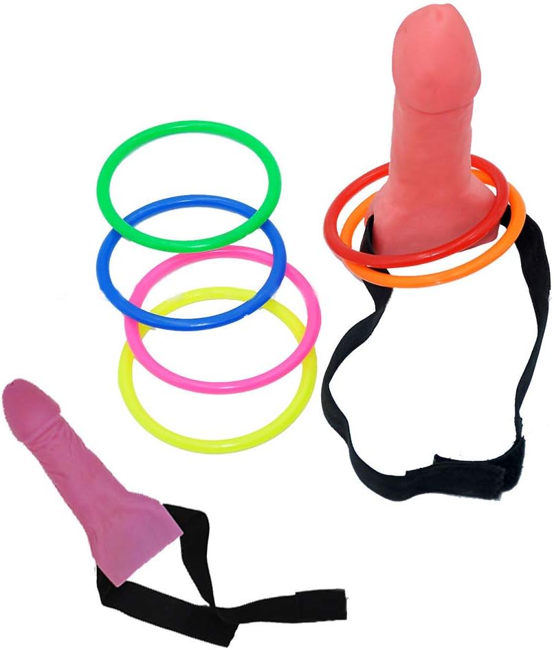 zuoshini Ring Toss Game Kit Dick Ring Toss Game for Bachelorette Party 2 Sets Bachelorette Party Favor Night Out Hen Ring Toss Games Novelty Toys : Home & Kitchen