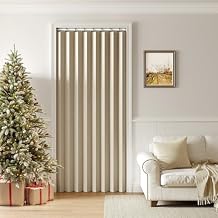 Treatmentex Folding Door Curtains Brown Full Blackout Pleated Door Curtains with Hooks for Door Way, Accordion Style Closet Wall Drapes, Room Divider, Khaki 42" W x 78" L 1 Panel