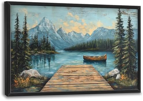 Amazon.com: Rustic Lake Large Wall Art Forest Mountain Pictures Wall ...