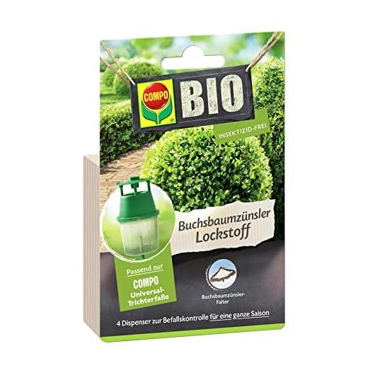 COMPO BIO Buchsbaumzünsler Lockstoff für eine ganze Saison, Passend zur COMPO Trichterfalle (separat erhältlich), In Dispenser, 4 Stück