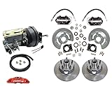1964-66 Ford Mustang Power Brakes/Low Profile Master Cylinder Front Disc Brake Conversion Kit Black Powder coat calipers/Plain rotors