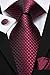 Hi-Tie Mens Plaid Ties Classic Paisley Necktie with Handkerchief Cufflinks Set Business Stripe Tie,Burgundy