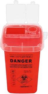 Sharp Container, ATOMUS 1L Tattoo Plastic Sharp Container Tattoo Disposal Needle Waste Box Safe Lock Container Tattoo Supplies (1PC, Red)