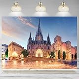 España Barcelona Iglesia Fondo Gótico Catedral de Barcelona Fotografía Europa Punto de Referencia Viajes Fiesta Decoración Fondo Banner 300x200cm