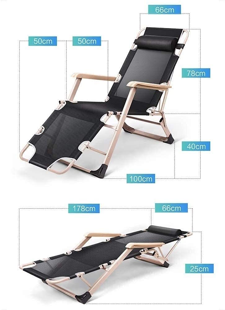 sdneNest Sillas plegables reclinables para exteriores, reposacabezas desmontable, viajes, hogar, exterior, reclinable portátil, cojín opcional.D