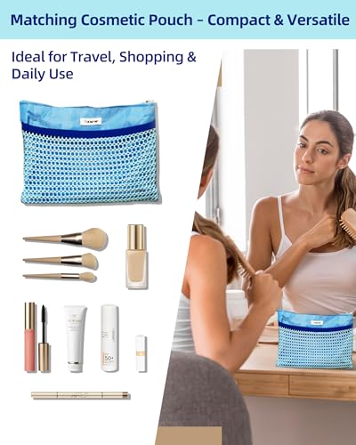 Image of Mesh Beach Tote Bag Packable,2026 New 2-in-1 Large Lightweight Foldable Beach Bags with Multiple Pockets for Women