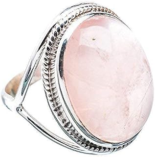 Navya Craft Rose Quartz 925 Solid Sterling Silver Handmade Statement Pink Gemstone Women Ring