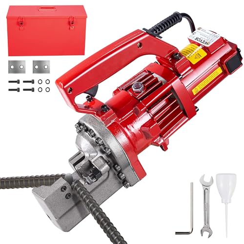 Image of VEVOR Electric Hydraulic Rebar Cutter 1250W 110V - Portable, Cuts #6 4-20mm Rebar in 4 Seconds, with Stainless Steel Carry Case