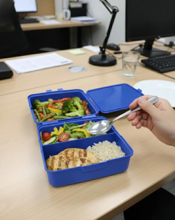 3 Bölmeli Turuncu (Yeşil) Lunch Box, Saklama Kabı