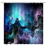 XZMAN Colorful Shower Curtain Black Purple Blue Art Abstract Watercolor Ink Painting Polyester Fabri