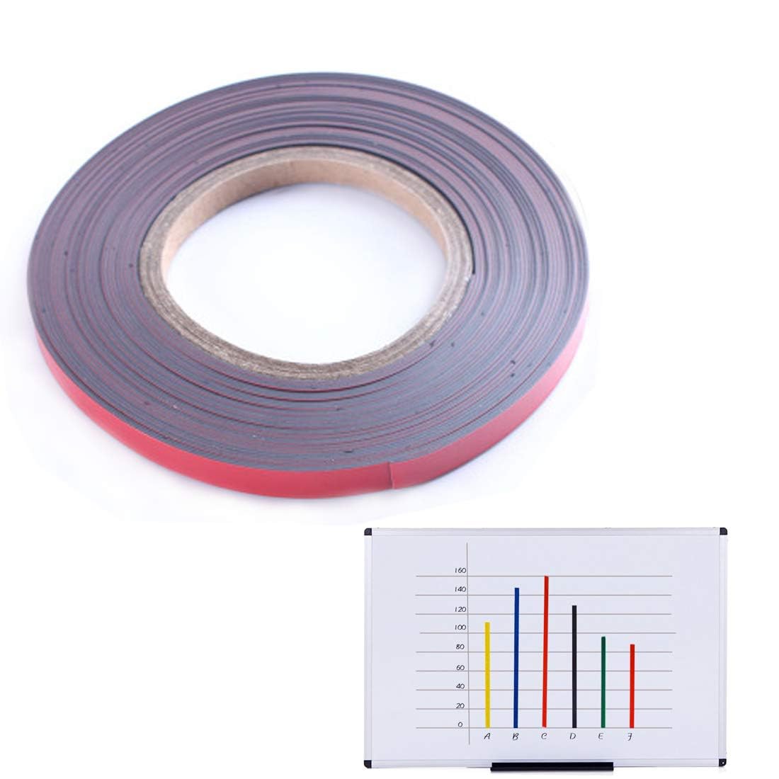 Magnetic Tape Roll Colored Thin Strips - Dry Erase Magnet Whiteboard Graphic Art Tape/ 10mm 33ft Grid Marking Line Magnet Tape(red)