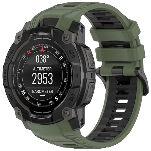 Gheper バイカラー スポーツバンド compatible with Garmin Instinct 3 45mm/50mm SOLAR/AMOLED 対応 ソフトシリコン 調節可能 ウォッチバンド 交換用ストラップ ブレスレット リストバンド