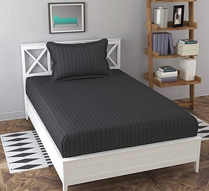 Soniasaa® Prime Collection 300 TC Satin Striped Long Lasting Single Sized(90x60) Inch 1 Bedsheet with 1 Pillow Covers Single Bedsheet for Hotel, Hospital and Home Use Color-Grey (B0CRB228MM) Amazon Price History, Amazon Price Tracker