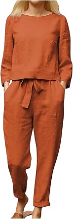 Tuta Donna 2 Pezzi In Cotone E Lino - Elegante E Comoda Per Taglie Forti - Foto 4