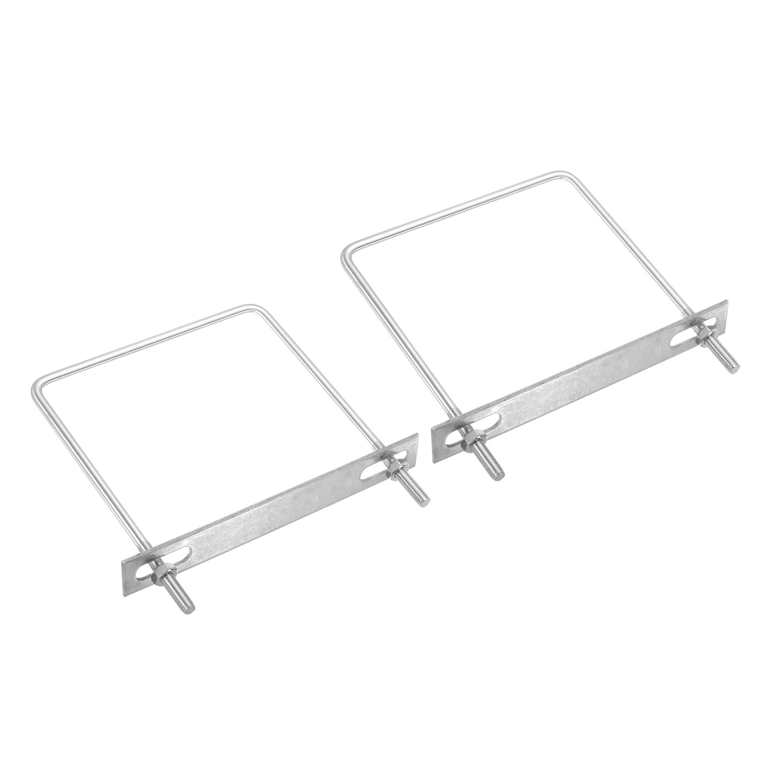 PATIKIL M8x150x180mm Square U-Bolts Kit, 2Set 304 Stainless Steel Square U Shaped Bolts Replacement Parts with Frame Plates and Nuts for Ski Board