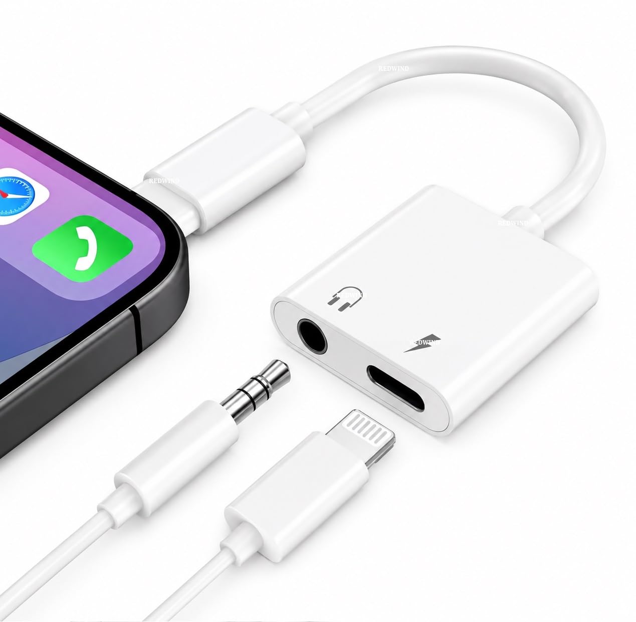 REDWIND 2in1 Headphone Adapter, Light_ing to 3.5mm Audio & Charging Port Cable Splitter for iPhone 14 13 12 SE 2020 11 XS XS Max XR X 8 7 6 5 Pro/Plus/Mini/Promax Models - White-image-40