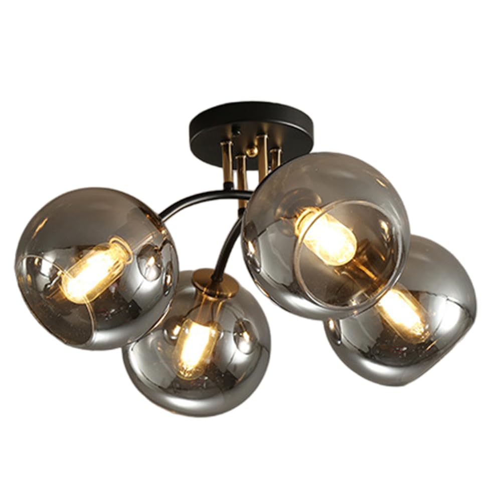 Globo Sputnik Lampadario in vetro Fagiolo magico Molecola Appeso Illuminazione a soffitto Plafoniera in ferro per Agriturismo Soggiorno Sala da pranzo Cucina Camera da letto (4-Luce,Grigio)