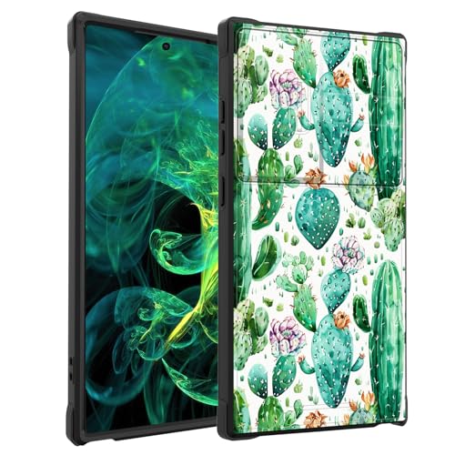 smauncucn for Galaxy S26 Ultra Case with Slide Camera Cover,Heavy Duty Dual Layer Hybrid Shock Proof Protective Rugged Bumper Case for Samsung Galaxy S26 Ultra 6.9" 2026,Cute Cactus