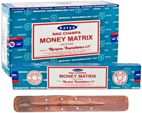 Satya Nag Champa White Sage Incense Sticks | x12 pack | with SAMASIA incense sticks holder | Used for Aromatherapy, Spa, Yoga, Weddings, Meditation, Healing, Positivity and Relaxation