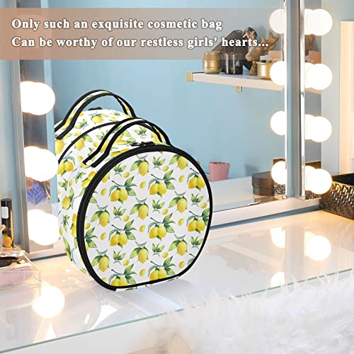 Lemon Travel Makeup Train Case For Women Cosmetic Bag Organizer With Adjustable Dividers Durable Roomy Makeup Bags For Journey Makeup Beginners Women #TOP6