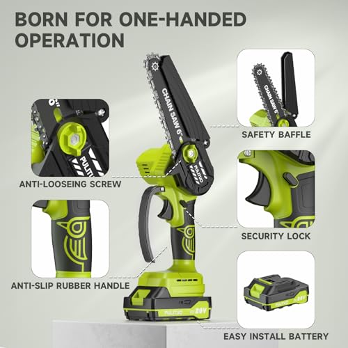 Pulituo Mini Chainsaw Cordless, 6 Inch Electric Chainsaw Cordless Small Battery Powered Chainsaw thumb #3