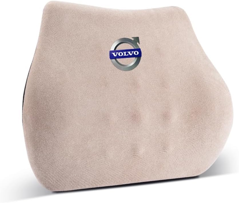 asyshuy Car Headrest Lumbar Cushion for Volvo C70 XC40 XC60 XC90, Car Seat Neck Pillow Lumbar Support Back Cushion for Relieving Neck Fatigue, Soft Neck Rest,B Beige