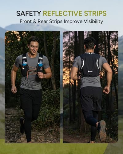 Sahara Sailor Running Vest for Women Men, Dual 500ml Soft Flasks, Adjustable Chest Waist Fit, Multi-Pockets, Lightweight Breathable Reflective Hydration Backpack for Running, Trail, Cycling, Hiking, M — view 7