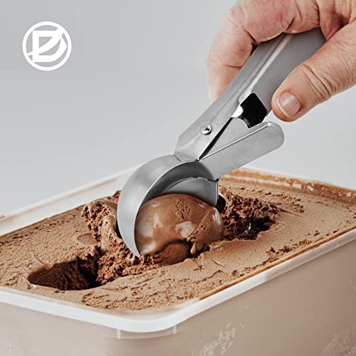 D Ice Cream Scoop, Stainless Steel Ice Cream Scooper With Trigger Release, Metal Cookie Scoops, Iceream Scoop Spoon For Meatball Frozen Yogurt Gelatos And Sundaes, Dishwasher Safe(Silver) #TOP3